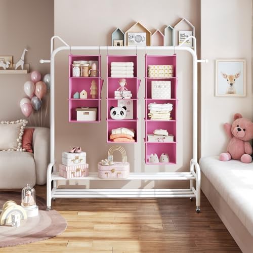 YOUDENOVA Hanging Closet Organizer and Storage, 4-Shelf, Light Pink