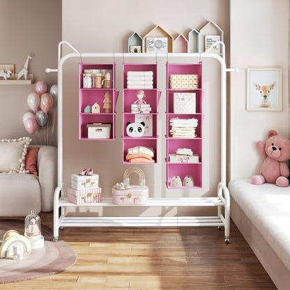 YOUDENOVA Hanging Closet Organizer and Storage, 4-Shelf, Light Pink