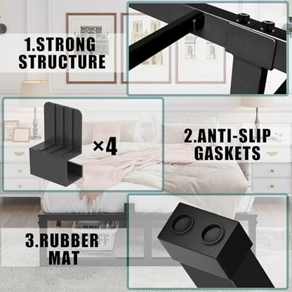 Yitong Angel 10 inch Queen Bed Frame Low Profile Metal Platform with Mattress Slide Stopper,Heavy Steel Slats Support Frames,No Box Spring Needed,Noise Free,Non-Slip,Easy Assembly