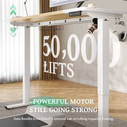SIAGO 48 x 24 Inch Electric Standing Desk, 0.8 Inch Thick Tabletop
