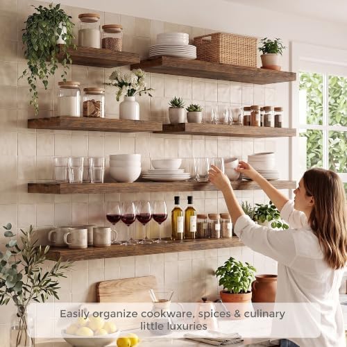 Dreamland 10 Inch Floating Shelves for Wall, Set of 3, Brown