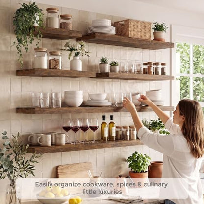 Dreamland 10 Inch Floating Shelves for Wall, Set of 3, Brown