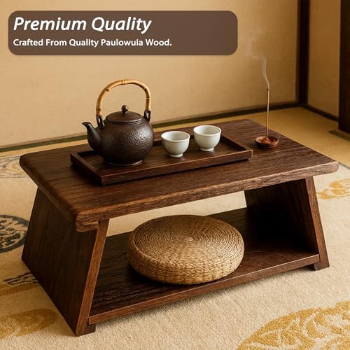 Folding Japanese Low Floor Table, Small Wooden Meditation Altra Table