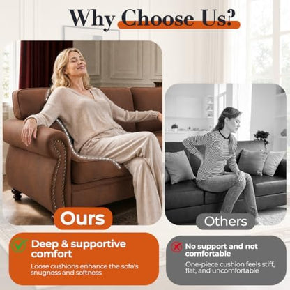 Couchus 2-Piece Sofa Set, 77" Loveseat, 42" Armchair, Caramel Rust
