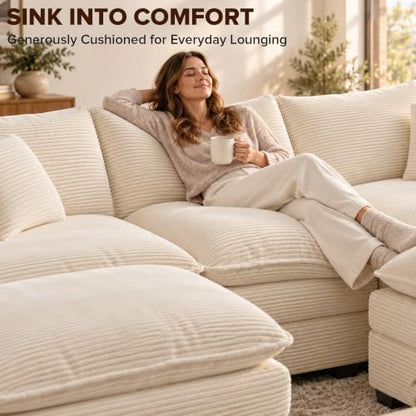 140“ Oversized Modular Sectional Sofa, U Shaped Cloud Couches with Ottomans