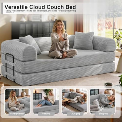 JJJ 78 inch Boneless Sofa Bed Sleeper Couch