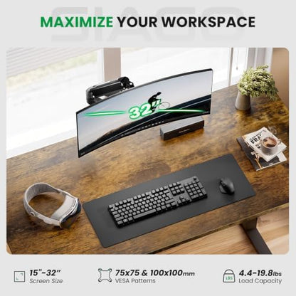 SIAGO 63 x 24 Inch Electric Standing Desk with Single Monitor Stand