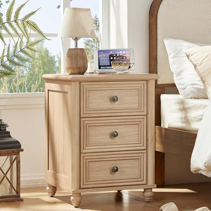 RWYHG 18" Night Stand with Charger Station, Nightstand with 3 Drawers