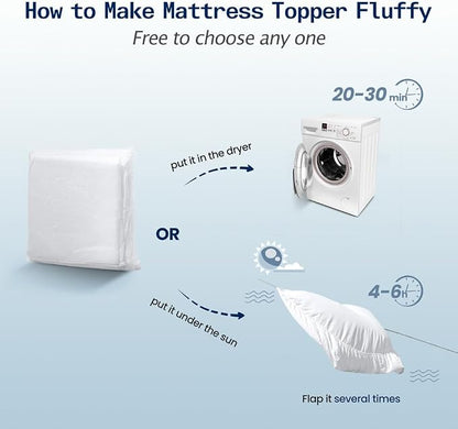 SOPAT Twin Size Mattress Topper – Extra Thick Pillow Top, Soft Down Alternative Fill, Deep Pocket Mattress Pad for Twin Bed(39x75 in, White)