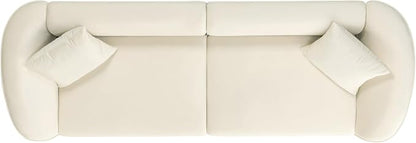 Merax 87" Large Couch, Comfy Upholstered Loveseat with Extra Deep Seats, Velvet Sofa for Living Room Apartment Office, Beige