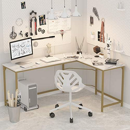 Teraves Reversible L Shaped Desk White, 66.1" Corner Gaming Computer Desk