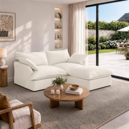 82" Cloud Sectional Couch,Down Fill Couches,Linen Fabric