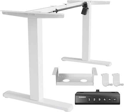 HUANUO Electric Standing Desk Legs for 43"-75" L & 24"-31" W Desktop, White | Brushless Motor,220lbs Heavy Duty,28.3"-46.5" Height Range,4 Memory Presets,Cable Management, Stable Steel Frame