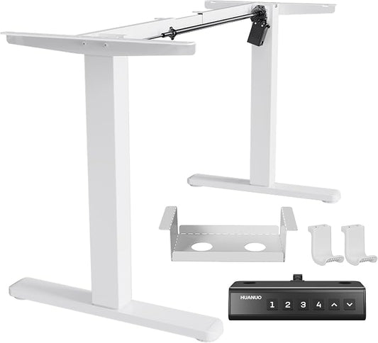 HUANUO Electric Standing Desk Legs for 43"-75" L & 24"-31" W Desktop, White | Brushless Motor,220lbs Heavy Duty,28.3"-46.5" Height Range,4 Memory Presets,Cable Management, Stable Steel Frame
