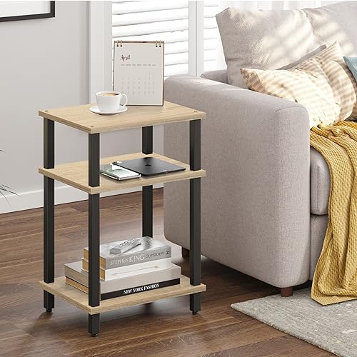 TUTOTAK End Table, Side Table, 3-Tier Storage Shelf for Small Space, 1 PC