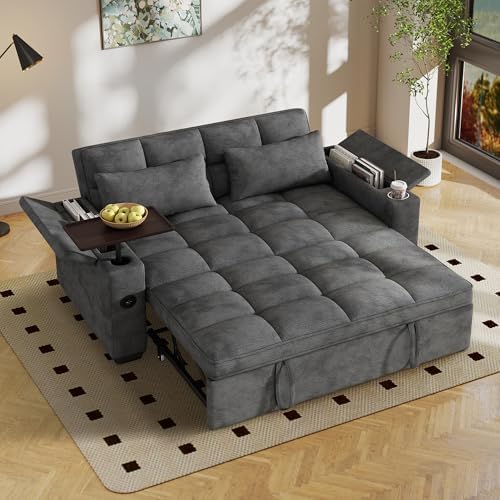 65'' Sleeper Sofa Pull Out Couches with Cup Holder for Apartments