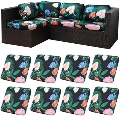 8Pcs Patio Cushion Covers, Outdoor Stretch Cushion Covers, Washable