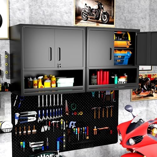 Wall Mounted Metal Storage Cabinet, Garage Hanging Tool Cabinet