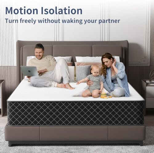 California King Mattress, 12 Inch Cal King Mattress in a Box, Medium Firm 7-Zone Memory Foam & Pocket Spring, Hybrid Mattresses for Pressure Relief & Motion Isolation, CertiPUR-US Certified, 84" x 72"