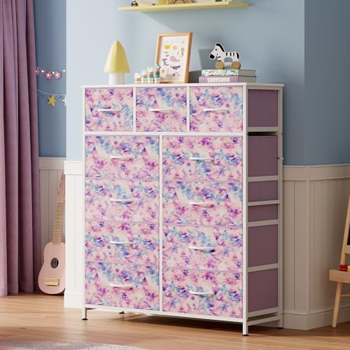 WLIVE Tall Dresser for Bedroom, 11 Drawer Chest of Drawers, Tie-Dye