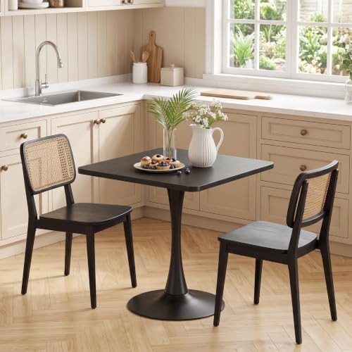 HOOBRO Dining Table, Square Dining Table for 2, 27.6" Dining Room Table for Small Spaces, Tulip Kitchen Table, Anti-Slip Heavy Base, Easy to Assemble, for Living Room, Kitchen, Black BB18CZ01