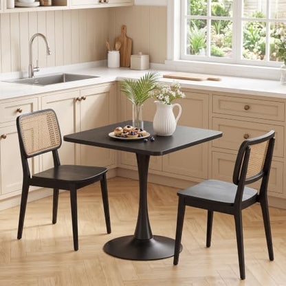 HOOBRO Dining Table, Square Dining Table for 2, 27.6" Dining Room Table for Small Spaces, Tulip Kitchen Table, Anti-Slip Heavy Base, Easy to Assemble, for Living Room, Kitchen, Black BB18CZ01
