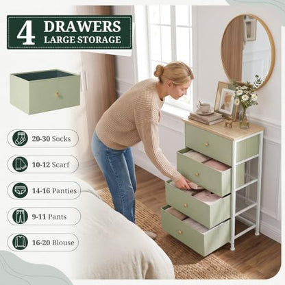 4 Drawer Dresser for Bedroom, Fabric Storage Drawer Unit