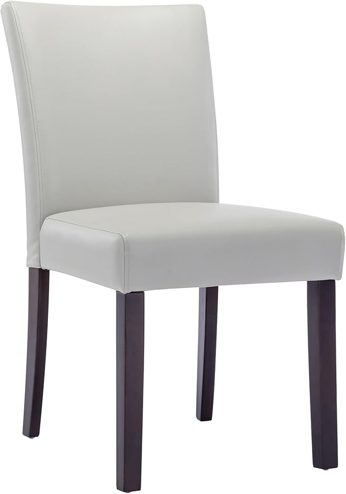Watson & Whitely Upholstered Dining Chairs, Faux Leather, Set of 4, Grey | Solid Wood Legs, Padded Seat, Low Back, Modern Armless Parsons Chair for Kitchen, Dining Room, Restaurant