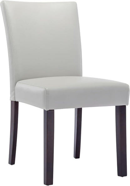 Watson & Whitely Upholstered Dining Chairs, Faux Leather, Set of 4, Grey | Solid Wood Legs, Padded Seat, Low Back, Modern Armless Parsons Chair for Kitchen, Dining Room, Restaurant