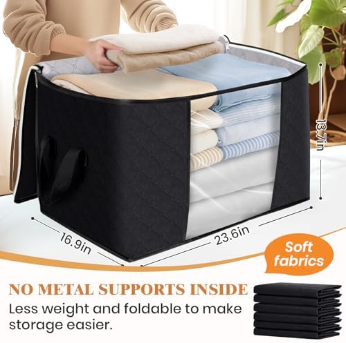 90L Clothes Storage, Foldable Thick Fabric Blanket Storage Bags