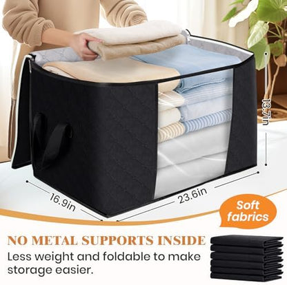 90L Clothes Storage, Foldable Thick Fabric Blanket Storage Bags