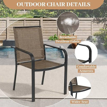Anmutig 7-Piece Outdoor Dining Set, 63" Patio Table, Stackable Chairs Brown