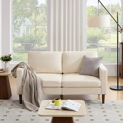 Kingfun 65” Chenille Loveseat Sofa, Mid Century Modern Couch with Solid Wood Frame for Living Room and Bedroom
