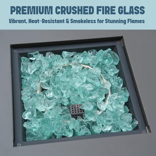 Mr. Fireglass 10 lbs Crushed Fire Glass, High Luster Light Sea Blue