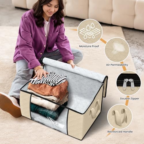 6 Pack Storage Bags for Clothes Blanket Storage Bins with Lids