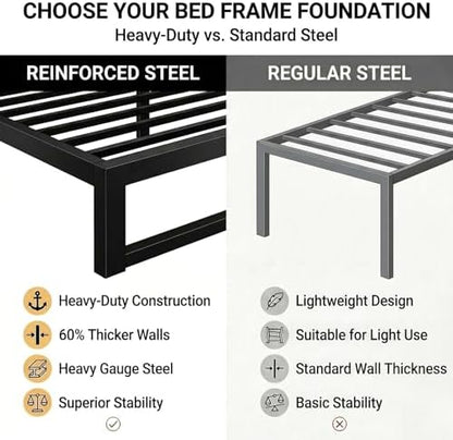 Allewie 14 Inch Queen Metal Bed Frame, 4000LBS Heavy Duty Support, Black