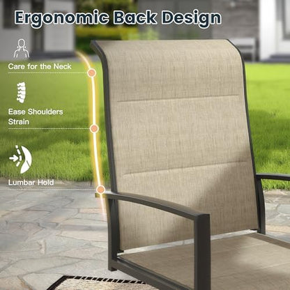 3PCS Outdoor Dining Set, 27.6" Square Table, 2 Swivel Chairs, Brown