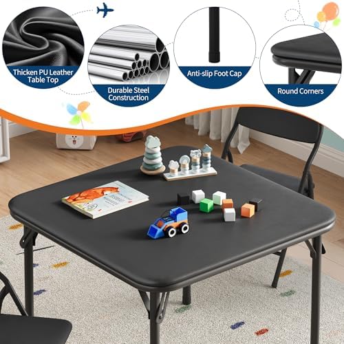GarveeHome 5-Piece Kids Folding Table and Chairs Set, Activity Table Set