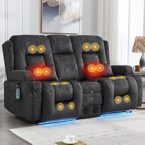 IPKIG Power Loveseat Recliner Sofa with Flip Back Console, 67" - 3 Seat