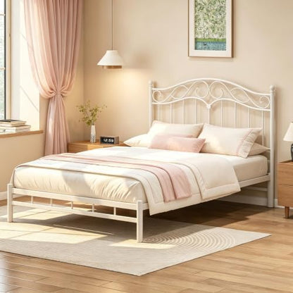 Queen Size Headboard Only, Vintage Metal Headboard for Queen Bed White