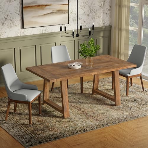 SIMPLIHOME Whitley 72" Wide Solid Mango Wood Dining Table in Burnt Wax
