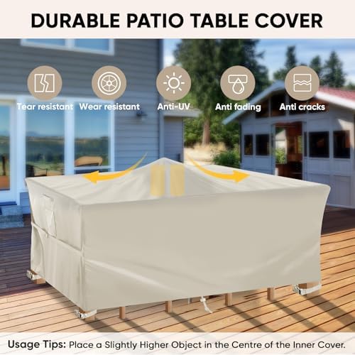 BALEINE Patio Furniture Covers Waterproof, Heavy Duty Outdoor Table Cover