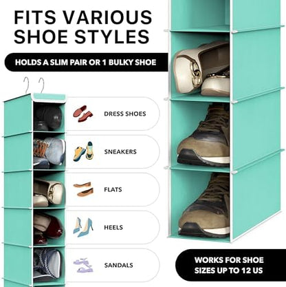 Simple Houseware 10 Shelves Closet Hanging Shoe Organizer, Turquoise