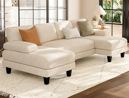 Txtin's U Shaped Sectional Couches for Living Room, 111 Inch Modular Sofa with Double Chaise, Large Lounge Couch for Apartment, Warm White