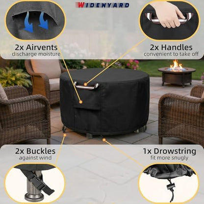Round Fire Pit Table Cover 36 x 25 inch, Heavy Duty, Waterproof