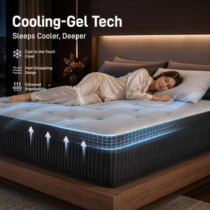 King Size Mattress, 14 Inch King Hybrid Mattresses in a Box, Premium Foam and Pocketed Coil, Medium Feel & Edge Support, Pressure Relief (King, 14 in)