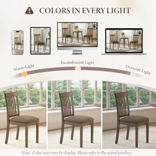 Wooden Dining Chairs Set of 4 with Walnut Wood Legs and Cushion Seat