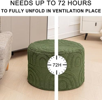 Asuprui Boucle Pouf Ottoman Foot Rest, Deep Green, 20x20x14 Inches