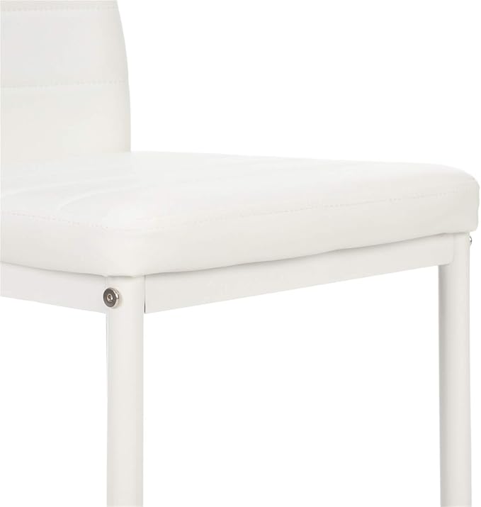 Karl home White Dining Chairs Set of 6, PU Leather & High Back | Kitchen chairs with padded seats & foot cap protection for dining kitchen living room,300lbs capacity,space-saving
