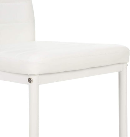 Karl home White Dining Chairs Set of 6, PU Leather & High Back | Kitchen chairs with padded seats & foot cap protection for dining kitchen living room,300lbs capacity,space-saving